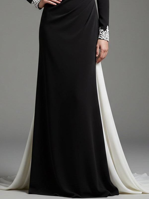 Evening Formal Elegant Dress Long Sleeve Black Maxi Dress