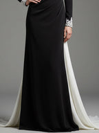 Evening Formal Elegant Dress Long Sleeve Black Maxi Dress
