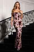 Cowl Neck Floral Print Maxi Dress with Lace-Up Back Detail