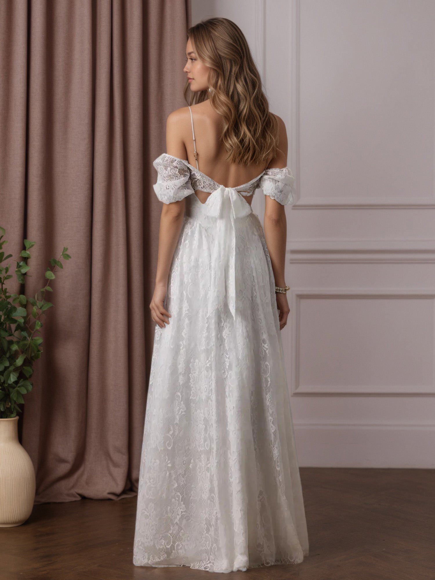 Abito da sposa bianco a linea ad A con scollo a cuore e pizzo