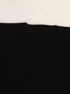 Schwarzes, knöchellanges Chiffonkleid für die Brautmutter mit V-Ausschnitt und hohem Schlitz