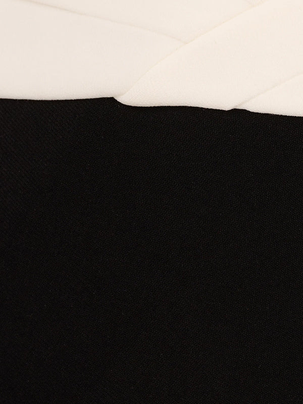 Schwarzes, knöchellanges Chiffonkleid für die Brautmutter mit V-Ausschnitt und hohem Schlitz