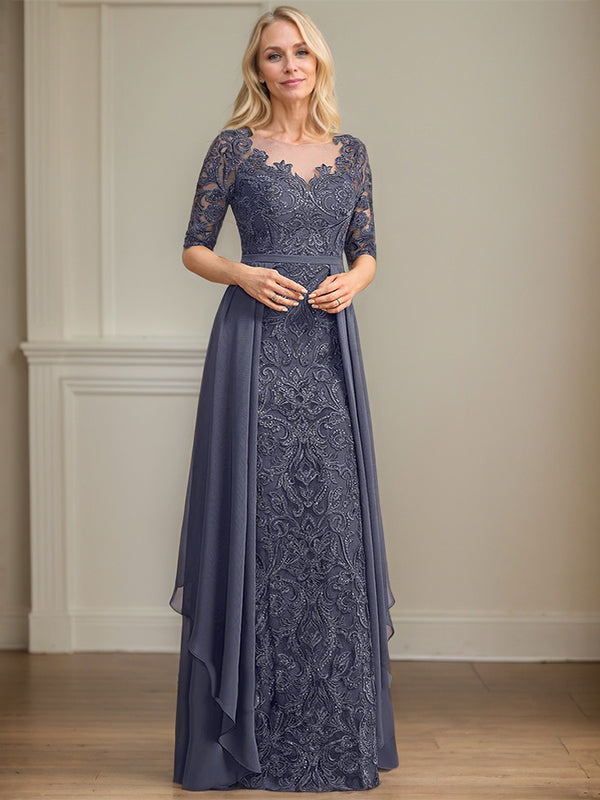 Robe maxi en chiffon et dentelle