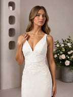 Robe de mariée sirène en satin et dentelle blanche