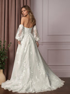 Weißes Ballkleid trägerlos aus Spitze, Hochzeitskleid