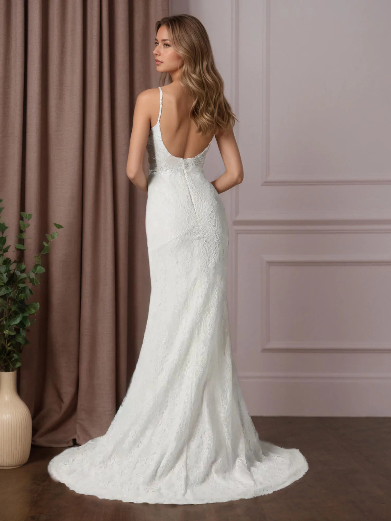 Robe de mariée sirène en dentelle blanche
