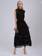 Black Sleeveless Hollow Maxi Dress