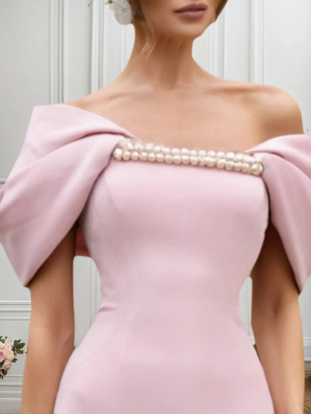 Abito da invitata al matrimonio rosa senza spalline al ginocchio
