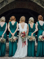 Gogerous Scoop Neck Mermaid Sleeveless Floor-Length Long Bridesmaid Dresses