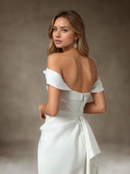 Abito da sposa sirena bianco senza spalline in raso doppio