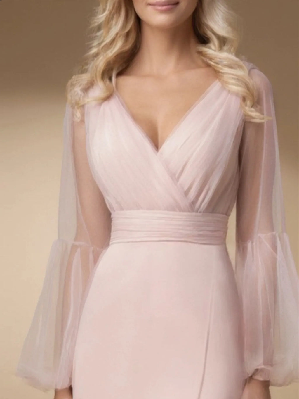 Evening Dress Pink V Neck Slit Maxi Dress