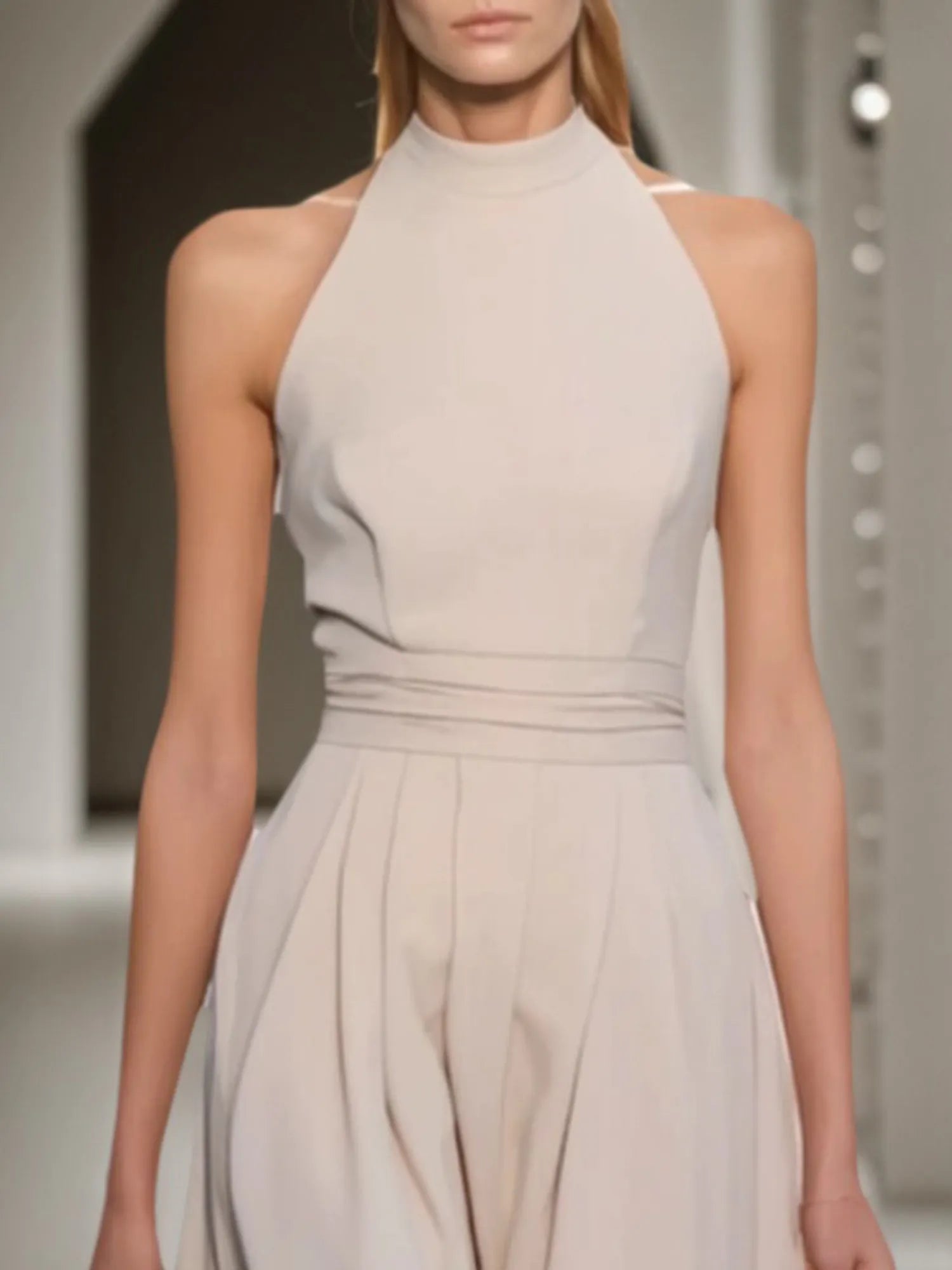 Evening Formal Halter Dress Apricot Maxi Dress