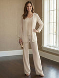 Tailleur pantalone in chiffon per madre della sposa con giacca