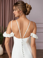 Weißes Meerjungfrauen-Kleid aus wandelbarem Crêpe mit Satinrücken