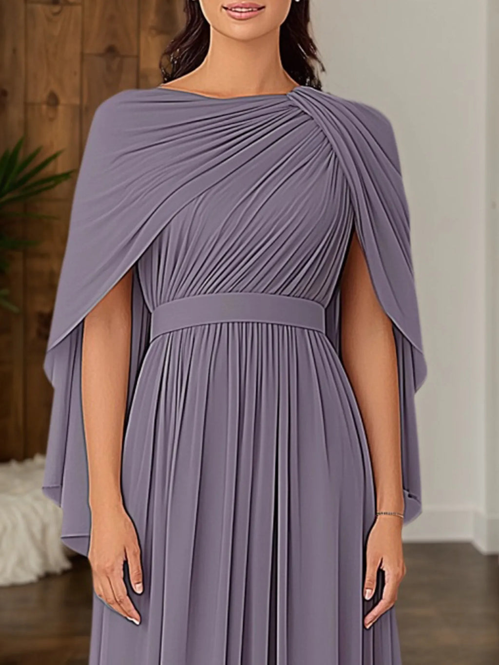 Kleid für die Brautmutter Lavendel Grau Blau mit Cape