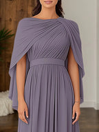 Kleid für die Brautmutter Lavendel Grau Blau mit Cape