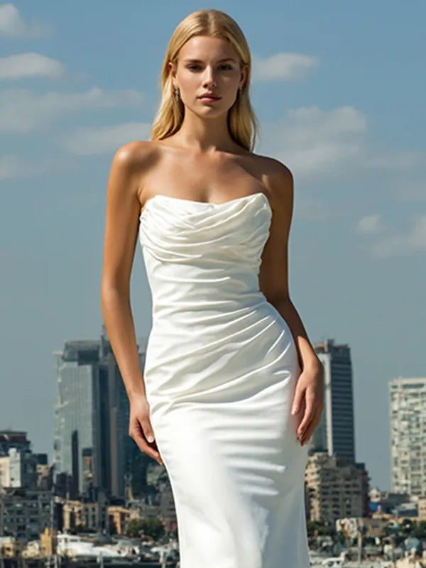 This Elegant White Evening Gown Off-the-shoulder Mermaid Dress