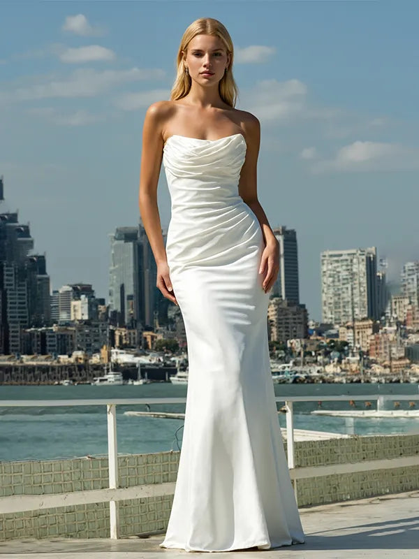 This Elegant White Evening Gown Off-the-shoulder Mermaid Dress