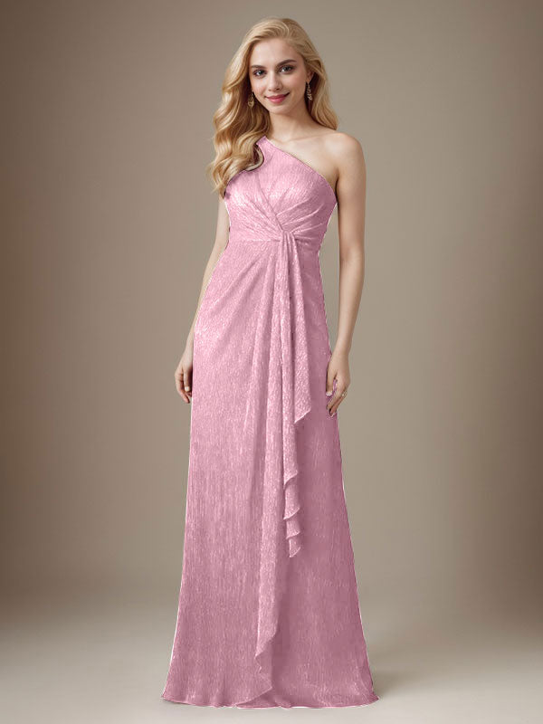 Rubinrotes Etuikleid mit einer Schulter aus metallischem Mesh Mutterkleid der Braut