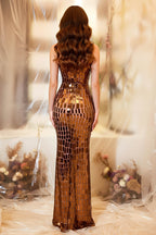 Dazzling Mirror Sequin Sleeveless Mermaid Evening Gown