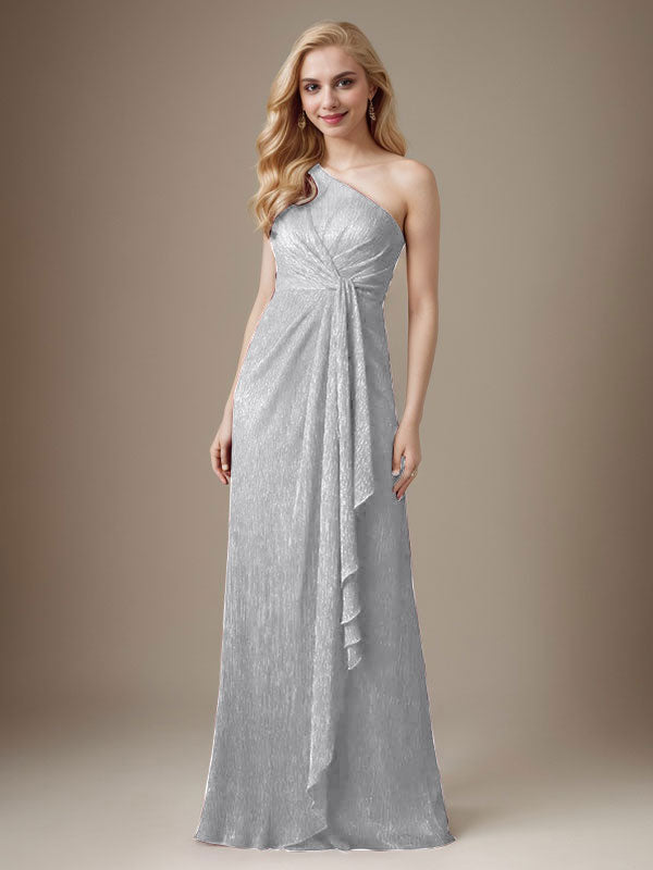Rubinrotes Etuikleid mit einer Schulter aus metallischem Mesh Mutterkleid der Braut