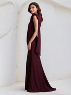 Trumpet/Mermaid One Shoulder Floor Length Stretch Crepe Dress With Bow