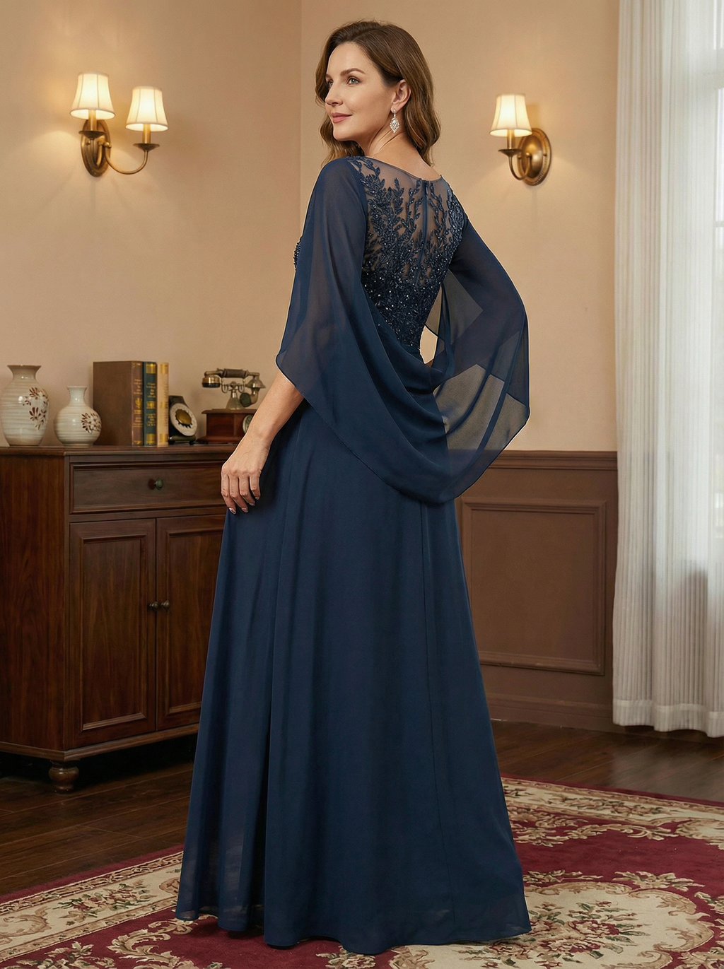 A-Linien/Prinzessin Ausschnitt bodenlanges Mutter der Braut Kleid mit Plissees & Pailletten
