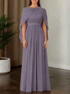 Kleid für die Brautmutter Lavendel Grau Blau mit Cape