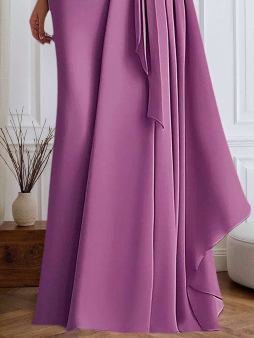 Evening Dress Purple Drap Maxi Mother of the Bride Dress
