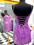 Robe moulante à bretelles spaghetti scintillante à sequins avec laçage, pour bal d'accueil