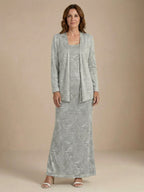 Chiffon-Brautmutterkleider mit Pailletten und Jacke