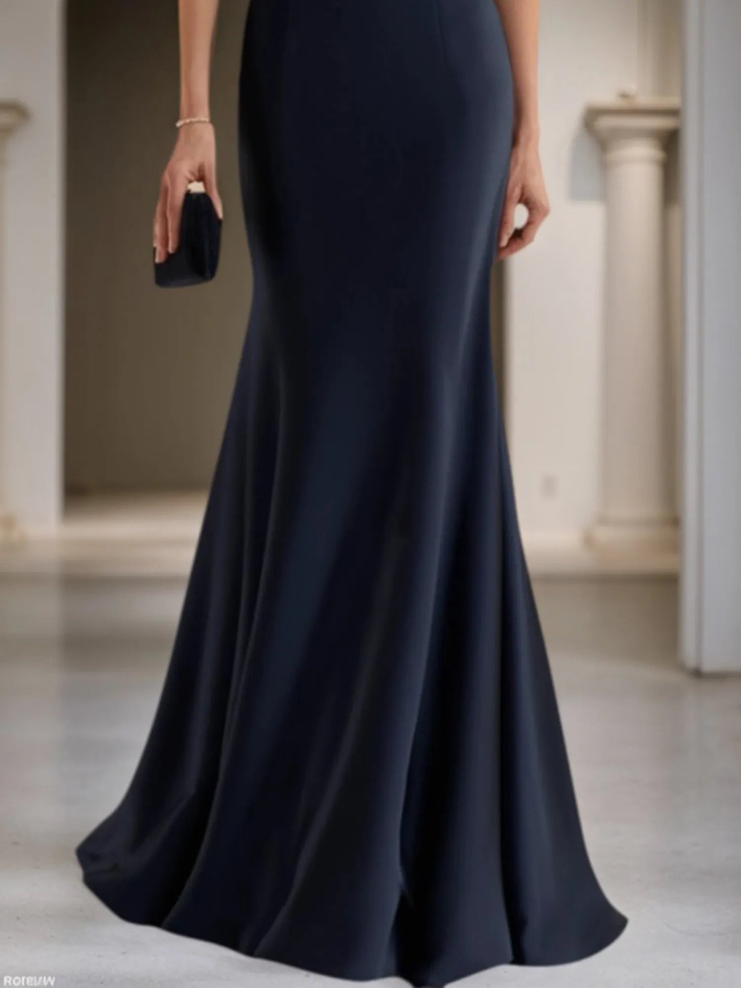 Formal Evening Dress Navy Off Shoulder Mermaid Maxi Gown