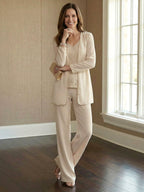 Tailleur pantalone in chiffon per madre della sposa con giacca