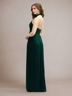 Sheath/Column Halter Neck Sleeveless Floor Length Bridesmaid Dress