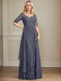 Robe maxi en chiffon et dentelle