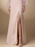 Evening Dress Pink V Neck Slit Maxi Dress