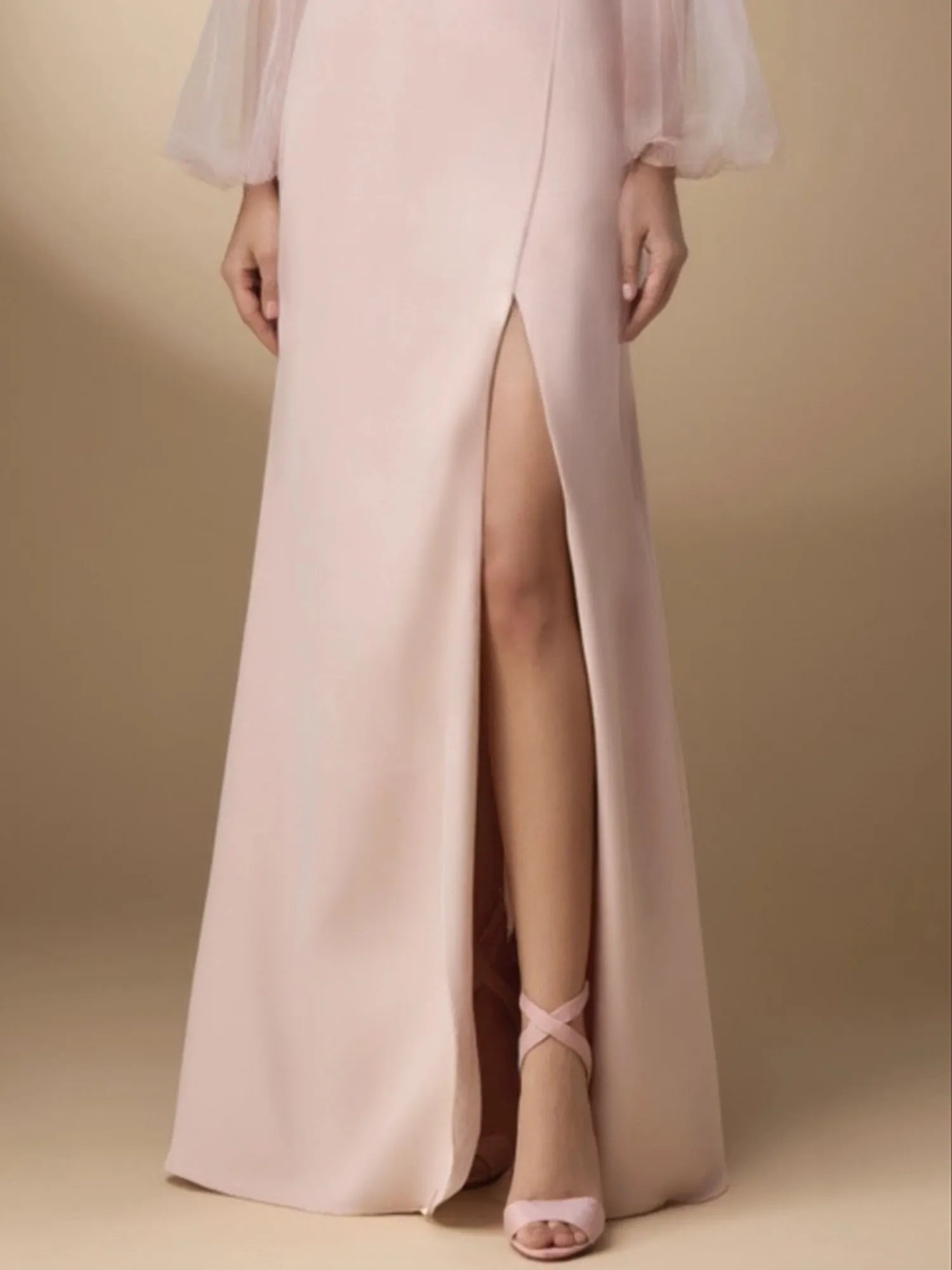 Evening Dress Pink V Neck Slit Maxi Dress