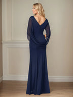 Trumpet/Mermaid Scoop Neck Cap Sleeves Mesh Mother of the Bride Dress