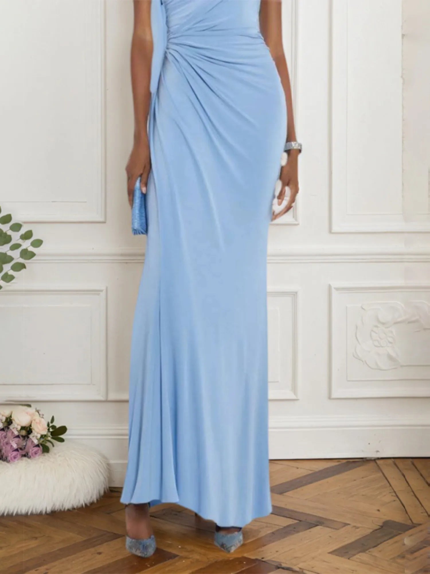 Robe formelle pour invité de mariage bleu clair multi-usage maxi