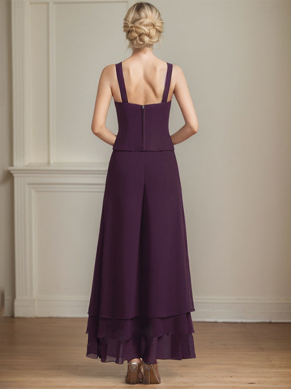 Conjunto separado mono/pantalón de encaje y gasa hasta el tobillo para madre de la novia con lentejuelas
