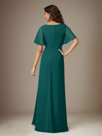 Robe fourreau en chiffon bleu marine foncé perlée