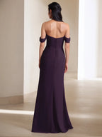 Off-Shoulder Fitted High-Slit Maxi Gown Formal Evening Dress