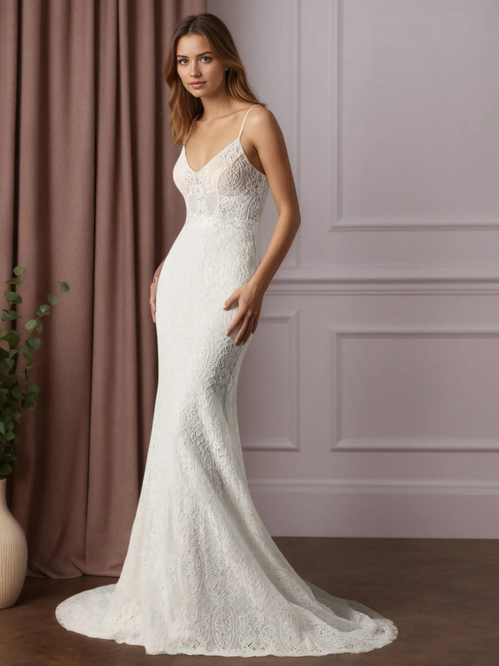 Robe de mariée sirène en dentelle blanche