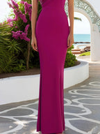 Evening Dress Purple Off-The-Shoulder Maxi Mother of the Bride Dress