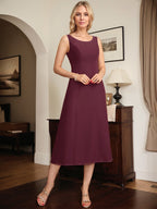 Cabernet A-Linien Rundhals Tee-Länge Spitzen-Chiffon Kleid für die Brautmutter