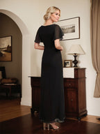 A-line Scoop Ankle-Length Chiffon Mother of the Bride Dress With Beading Pleated