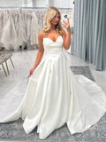 Sweetheart Neck Satin A-Line Bridal Wedding Gown
