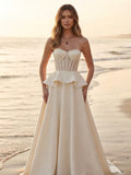 Strapless Sweetheart Peplum Ball Gown Wedding Dress