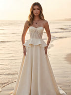 Strapless Sweetheart Peplum Ball Gown Wedding Dress
