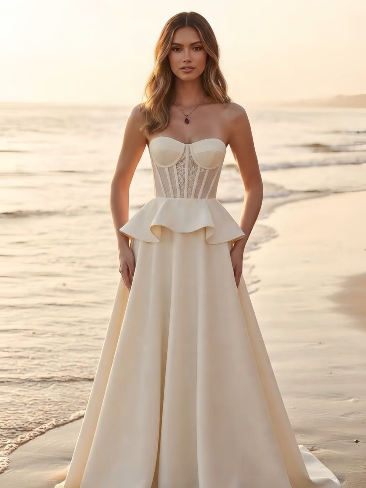 Strapless Sweetheart Peplum Ball Gown Wedding Dress